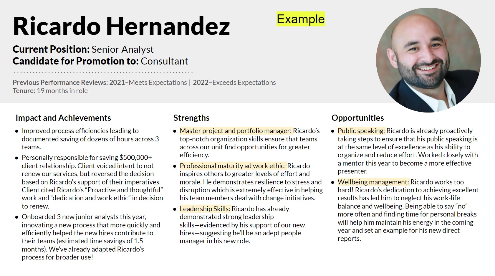 Thumb for Performance Summary Template